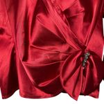 VTG Y2K J.R. Nites Red Satin Wrap Blazer Blouse Rhinestone Bow Evening Top 10P Photo 9
