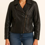 USA Biker's Dream Apparel Leather Motorcycle Jacket Women's Size Medium Black Photo 0