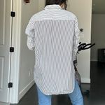 CLOSED Classic Oversized Stripe Shirt White and Grey Size Small Photo 3