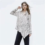 ZARA Snake Skin Print Asymmetric Shirt Blouse Long Sleeve Button-Down Top XS Photo 2