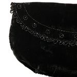 Vintage 60s Black Crushed Velvet Beaded Half Moon Clutch Evening Bag MCM Deco Photo 4