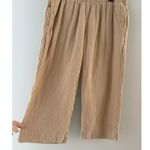 Coldwater Creek Wide Leg Gauze Cropped Pants Size Large Tan Lagenlook Beach Vaca Photo 0
