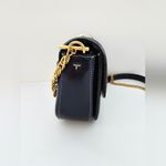 Tory Burch  Robinson Navy Leather & Printed Canvas Shoulder Bag Photo 4