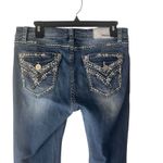 Grace Women's 30 Bedazzled Rhinestone Embroidered Pockets Straight Jeans Blue Photo 1