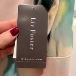 NWT Liv Foster Green Blue Watercolor Printed Chiffon Long Dress Sz 2 $395 Retail Photo 10