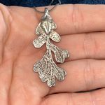 Source Unknown Real Leaf PENDANT with Chain Lacey OAK Dipped in Silver Genuine Leaf Necklace Photo 4