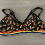Rainbow Heart Patterned Bralette sz L Black Size L Photo 5