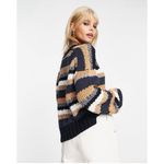 Free People  Devon Chunky Crop Boxy Striped Sweater in Sunflower Seed Medium Photo 2
