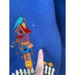Quacker Factory S Whimsical Embroidered Fall Rustic Harvest Sweatshirt Country Blue Photo 8