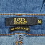 Lucky & Blessed Mid Rise Flare Jean STRETCH 14 Bellbottom Boho Western Raw Hem Blue Photo 8