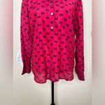 J.Crew NTM: Red & Navy Blue Bow Print Silk Blend Blouse Size 12 Photo 3