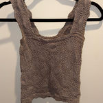 Free People  Textured Beige Crop Top Photo 0