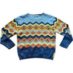 Vintage Chevron Village Women's Sweater Petite Large Cropped Slouch Grunge Blue Size undefined Photo 2