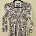 Hale Bob New Joss Jersey Dress Cream Gray Midi Women's Size XS Photo 5