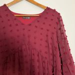 MIHOLL V Neck Short Sleeve Ruffle Chiffon Swiss Dot Flowy Dress Red Size XXL Photo 7