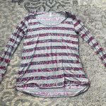 LuLaRoe Lynnae Long Sleeve Top Hot Pink Paisley Stripe XS Photo 0