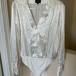Bardot NWOT  Ivory Satin Wrap Style Bodysuit Photo 0