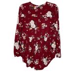 Torrid  Burgundy Floral Long Sleeve Blouse, Large Photo 4