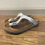 Birkenstock  Women's‎ Gizeh Birko-Flor Sandals Silver Tone Size 37 Photo 5