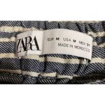 ZARA Women’s Size US Medium Blue White Striped Shorts Drawstring Cotton Beach Photo 2
