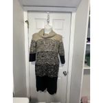 Studio One New York Woman’s Size L Black Tan Cable Knit Sweater Dress Cow Neck Size L Photo 2