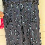 Adrianna Papell NWT Navy Twilight Floral Beaded Halter Floor Length Dress Sz 10 Photo 9
