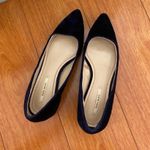 ZARA Velvet Blue Block Heel Shoes Photo 5