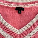 Talbots  Pink White Linen V Neck Sweater Size‎ MEDIUM Preppy Lightweight Photo 7