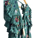 Tularosa  Lindsay Dress in Emerald Ruffled Sleeves Embroidered Sparkle Size Small Photo 6