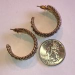 Gold Tone Chunky Retro Boho Textured Hoop Earrings Silver Photo 3