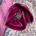 Lane Bryant  Women's Tweed Blazer Jacket Pink Purple Size 28 Floral Brooch New Photo 8