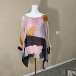 Belle France Womens M Silk Tie Dye Art to Wear Oversized Lagenlook Coastal Top Pink Size M Photo 1