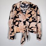 Rachel Zoe  Black Tan Linen Button Down Shirt Womens L Tie Front Beachy Summer Photo 10