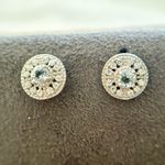 NWT S925 Natural Aquamarine with Zircon stones dainty fashion studs/earrings Photo 2