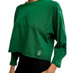 Free People Green Relaxed Fit Long xs Sleeve Cropped Raw Hem Tunic Top Photo 0