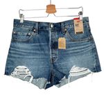Levi's 501Original Womens High Rise Cotton Denim Shorts Chewed Hem Size 32 Photo 1