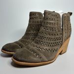 Sofft Sallie Perforated Suede Wedge Heeled Bootie in Taupe Brown Size 9 Photo 5