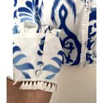 NWT Mulla Print Tie Front Cropped Long Sleeve Blouse Trendy Sz L (Small Stain) White Size L Photo 7