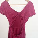 Rue 21 Floral Maroon Bow Scoop Neck Short Sleeve Open Back Mini Dress Photo 6