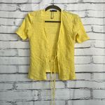 ZARA  Yellow Textured Knit Tie Front Cardigan Women’s Small Short Sleeve Crop Y2K Photo 5