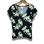 Planet Gold Juniors  Black Cotton Floral V-neck T-shirt NEW XXL Photo 0