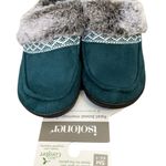 Isotoner  Women's Heel Boost Memory Foam Hard Bottom Slippers Teal Faux Fur 6.5-7 Photo 1