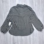 Bar III Houndstooth Tie-Neck Long-Sleeve Blouse S Photo 2