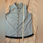 Democracy Woman’s Size Large  Sleeveless Button Down Shirt Tassels Photo 5