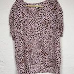 CAbi  Purple Animal Print Short Sleeve Blouse Womens S Oversized Tunic Shirt Photo 0