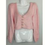 For Love & Lemons  Anastasia Cropped Cardigan in Carnation Womens M Coquette Girl Photo 1