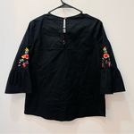 Nine Britton  Women Black 3/4 Sleeve embroidered Blouse Size small Photo 4