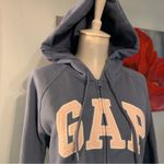 Gap  Hoodie Womens Blue Fleece Lined Arch Logo Kangaroo Pocket Full Zip Size S Photo 1