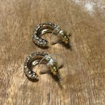 Rhinestone Half Hoop Gold Tone Earrings Photo 5