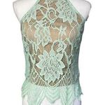 G by Guess  Lace Overlay Halter Neck Pointy Hem Top Photo 0